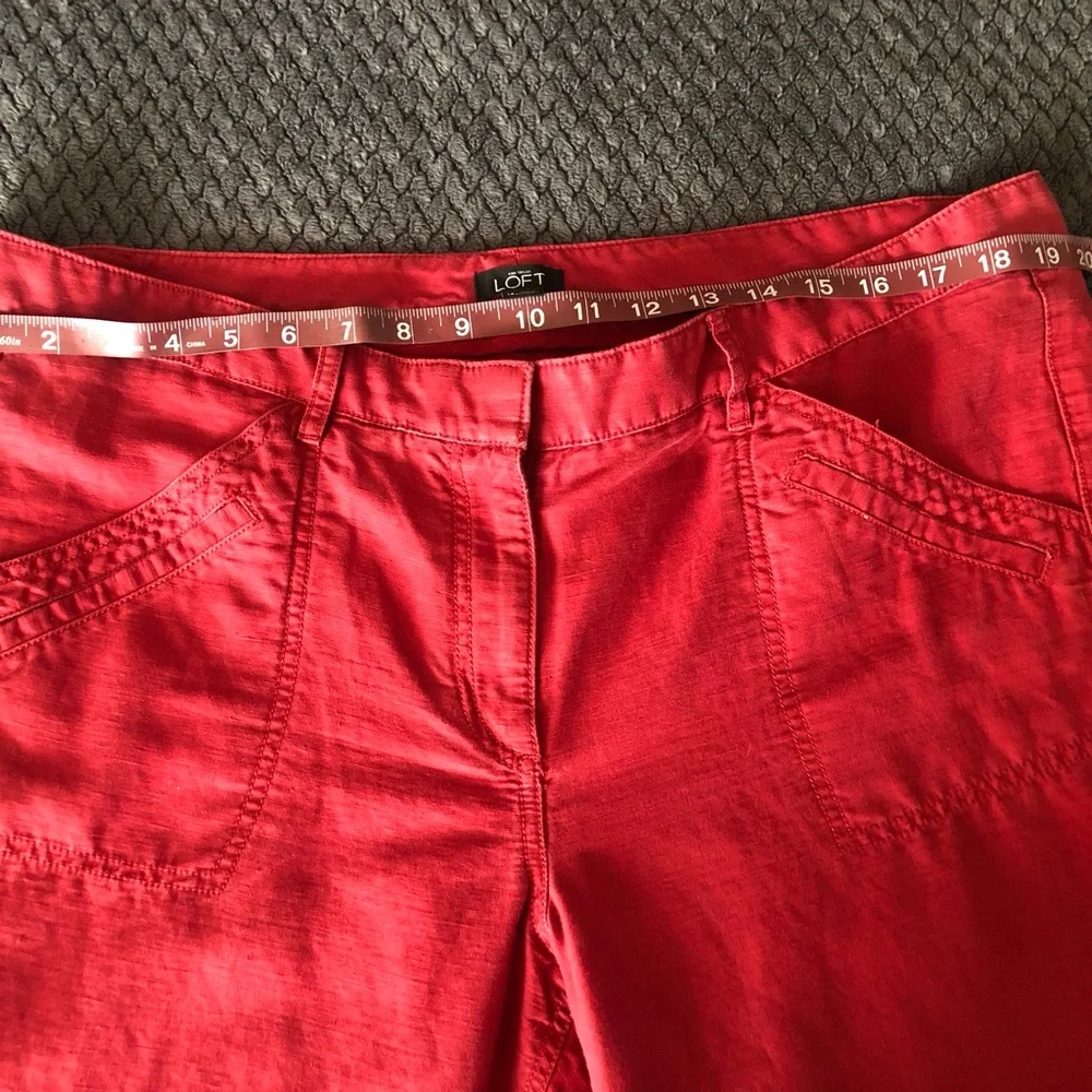 Loft Slim Ankle Crop Mid Rise Linen Blend Pants size 14 - Picture 7 of 10